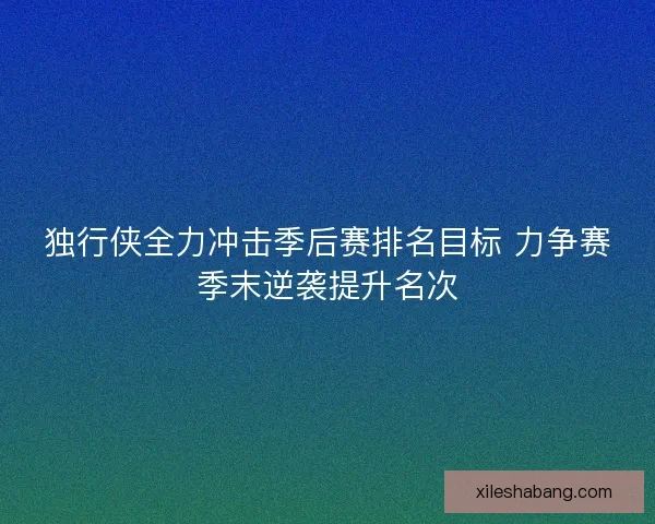 独行侠全力冲击季后赛排名目标 力争赛季末逆袭提升名次